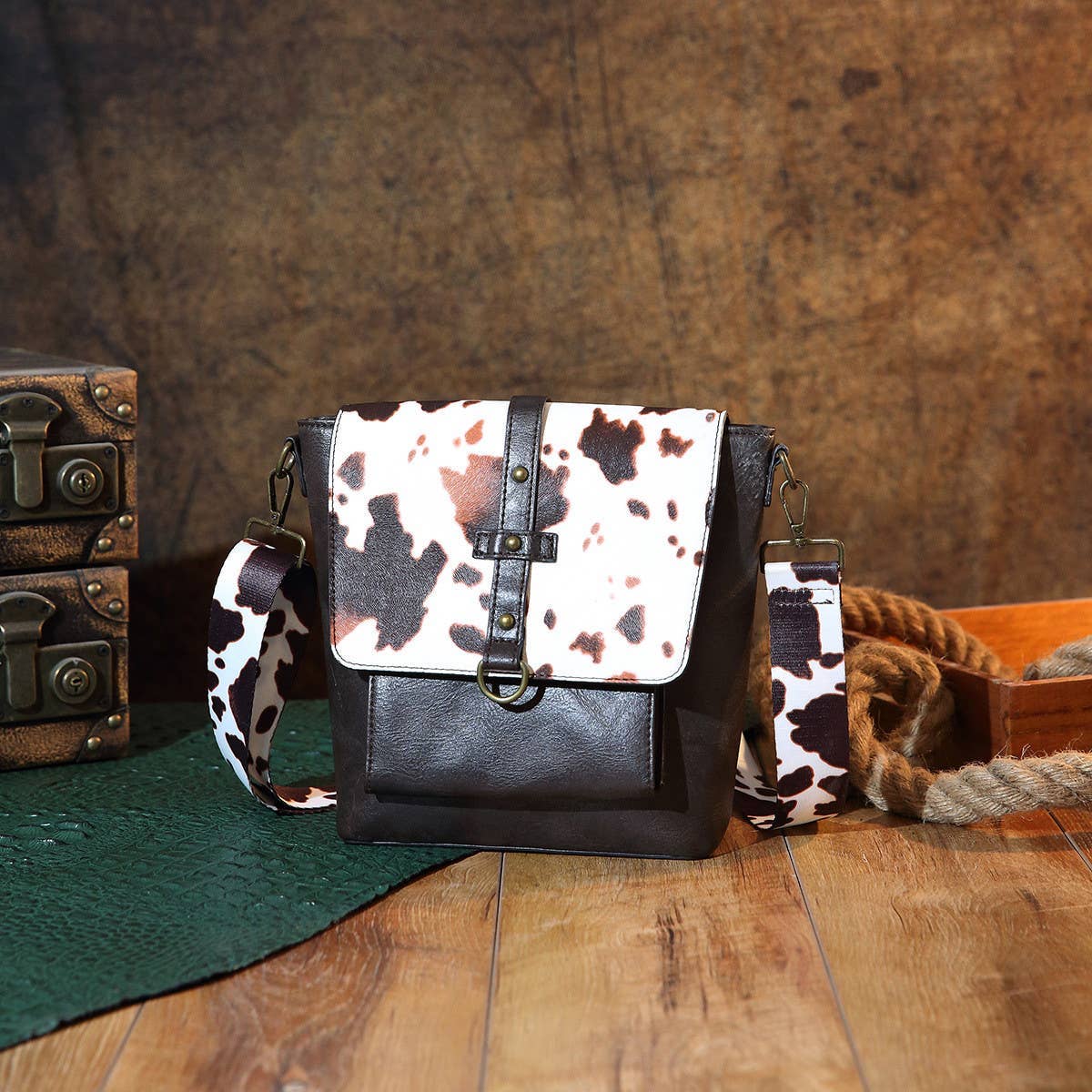 Women Printed Western Vintage Crossbody Bag_Cwab2593: COFFEE / OS