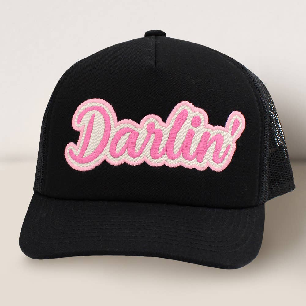 DARLIN Message Mesh Back Baseball Cap: Pink