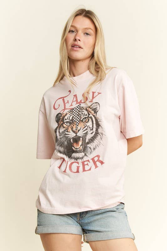 EASY TIGER GRAPHIC TOP: L.Pink / S