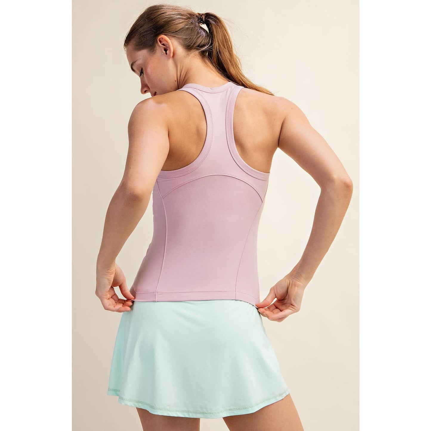BUTTER SLEEVELESS RACER BACK TANK TOP: Mauve Peony / S-M-L(2-2-2)