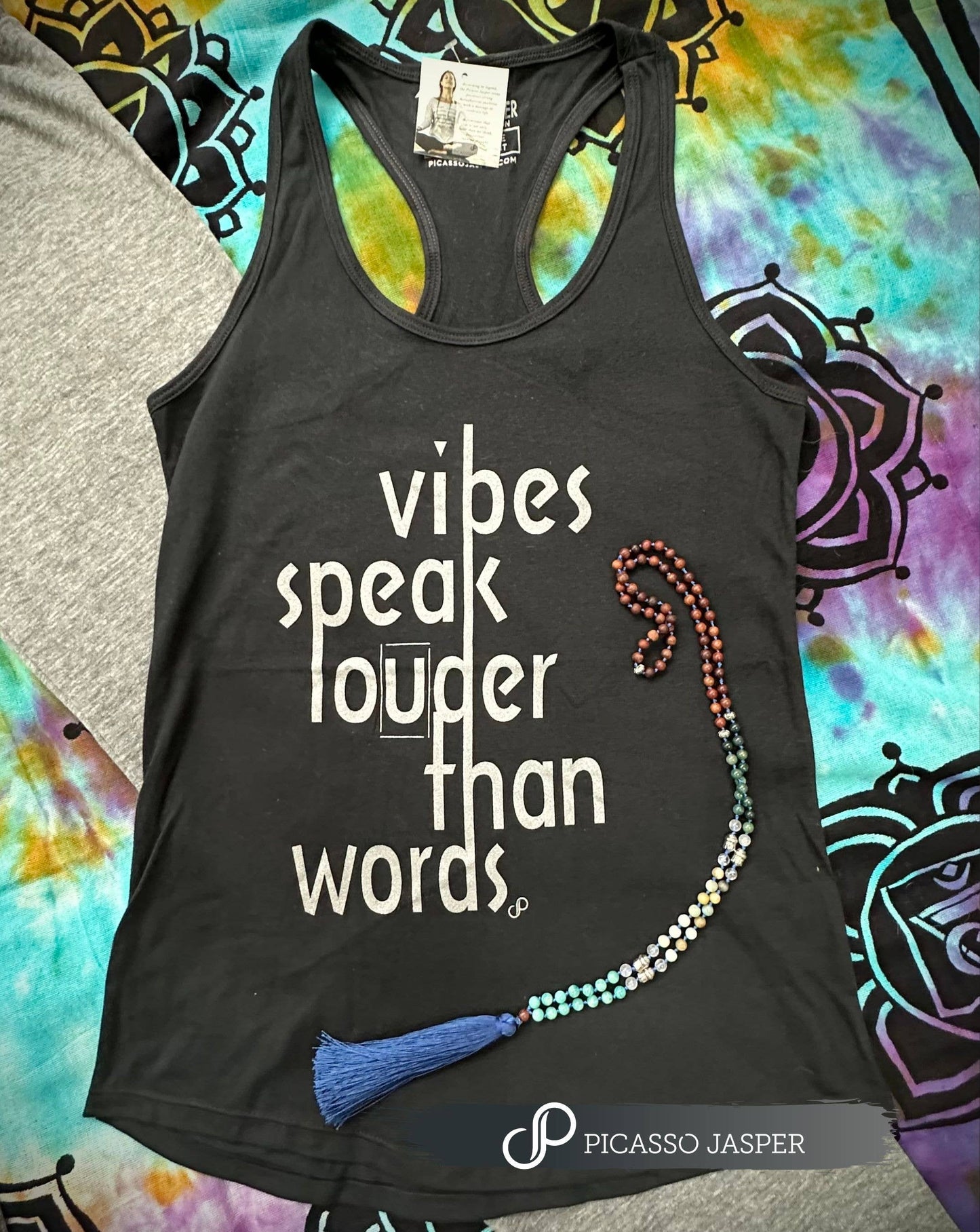 Vibes Speak Lounder Than Words - Yoga/Racerback Tank: Medium