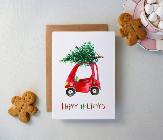 Christmas Tree Toy Car Holiday Greeting Card