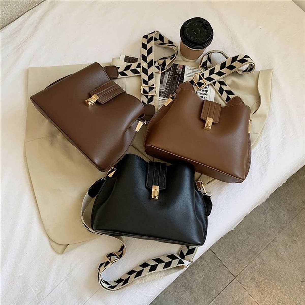 Women Retro Shoulder Bucket Bag_Cwab1552: BROWN / OS