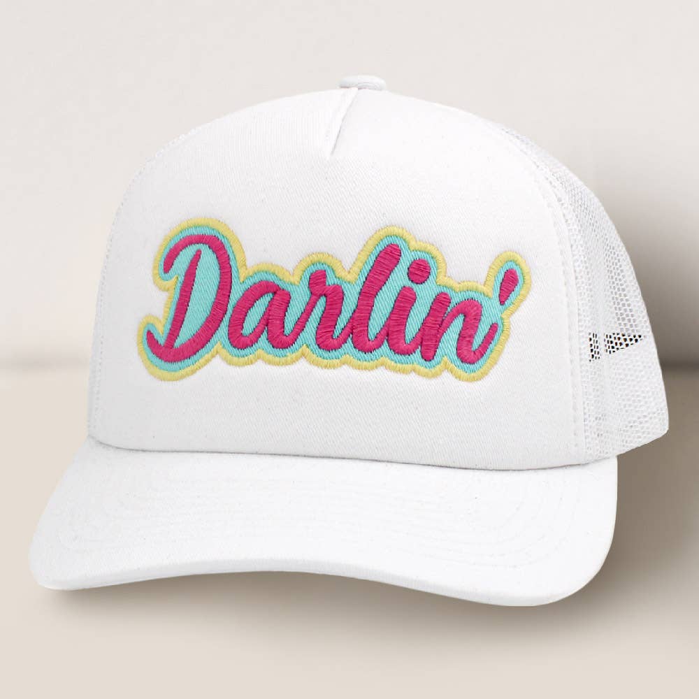 DARLIN Message Mesh Back Baseball Cap: Pink