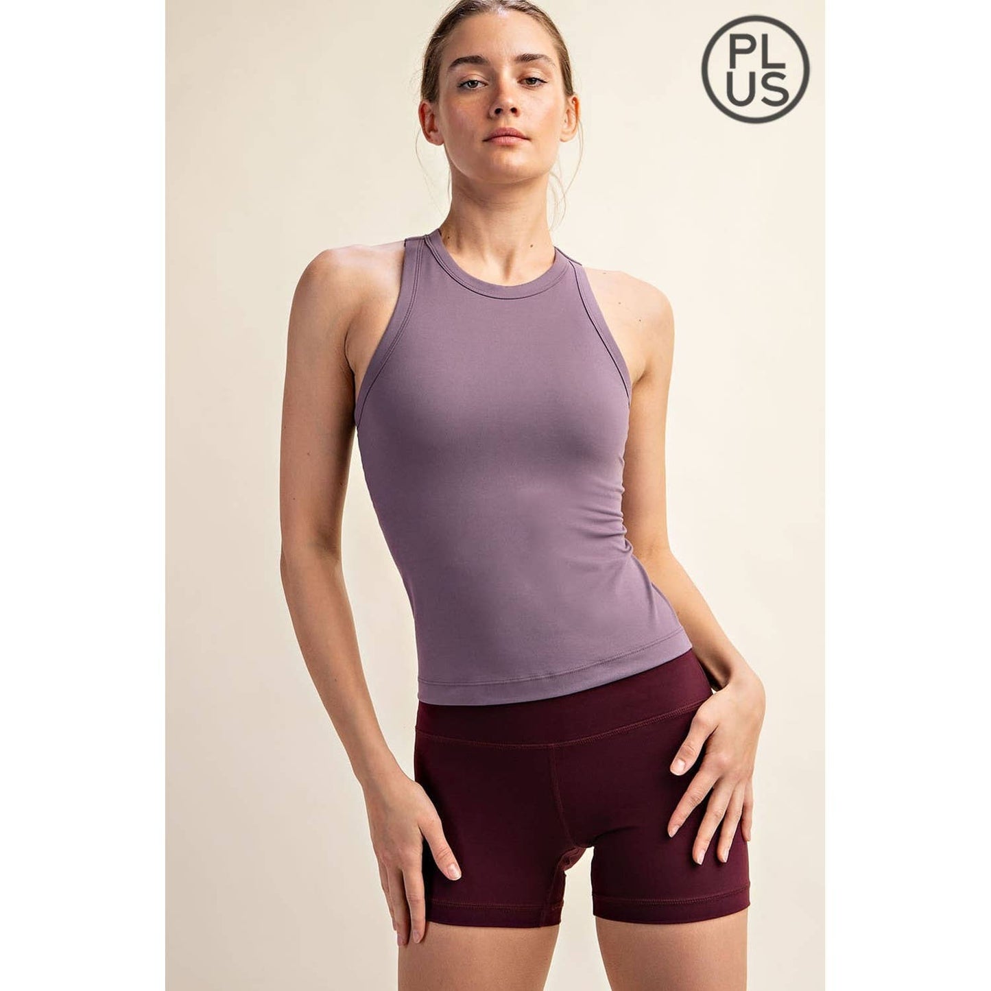 PLUS SIZE BUTTER SLEEVELESS RACER BACK TANK TOP: Tidal Wave / 1X-2X-3X(3-2-1)
