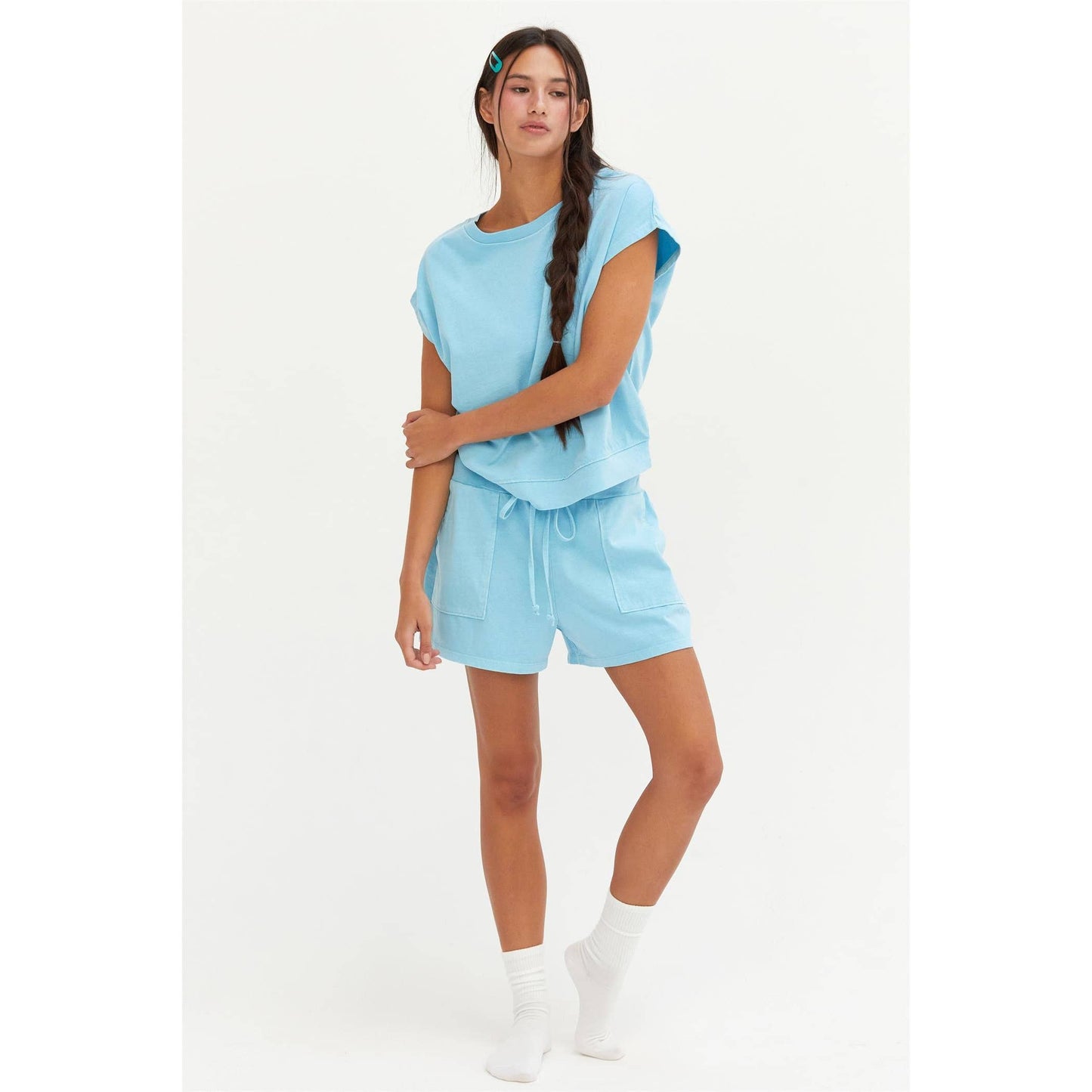 DZ25A913-SET-Matching Top And Shorts Set: ORANGE / S-M-L(2-2-2)