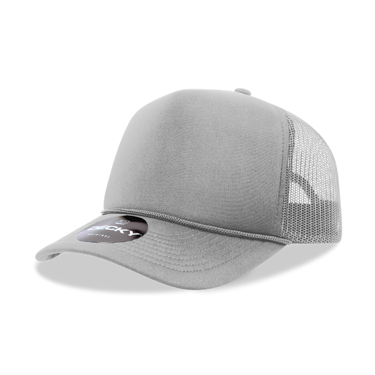 Decky 6025 - Mid Profile, 5 Panel Foam Trucker Hat - 6025: Grey