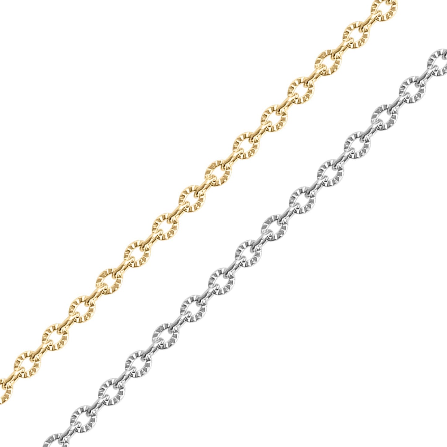 18K Gold PVD Stainless Steel Crimped Oval Chain - By The Foot / SPL1030: Stainless / 1.3mm