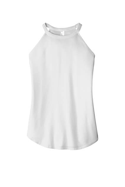 District Women’s Perfect Tri Rocker Tank: Heathered Eucalyptus Blue / L