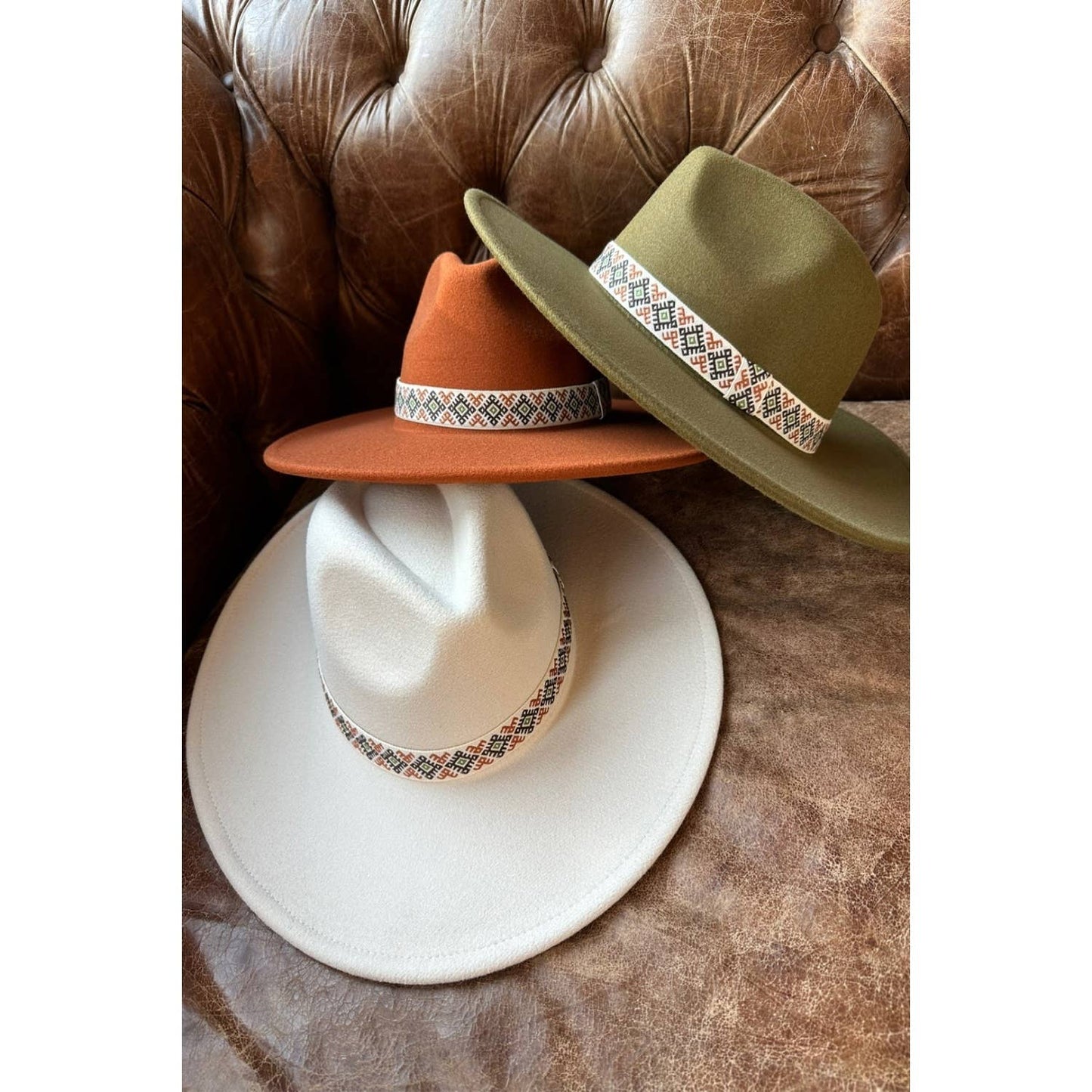 VEGAN FELT PANAMA HAT With JACQUARD TAPE: CAMEL / ONE SIZE