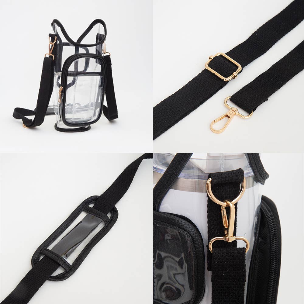 Transparent Tumbler Carrier Holder Crossbody Bag
: Silver