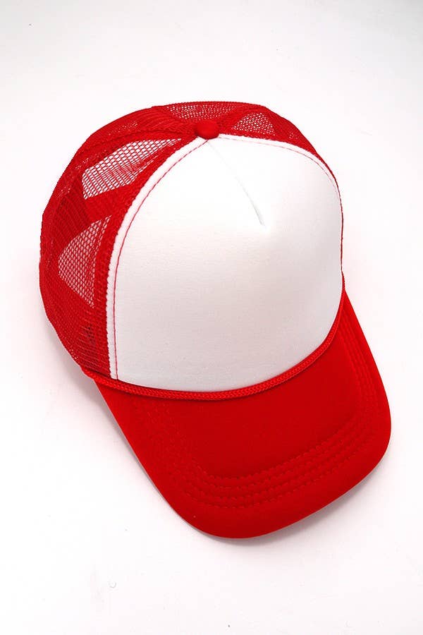 TRUCKER HAT FOAM FRONT MESH BACK HAT CAP | 40HW725: RED/WHITE