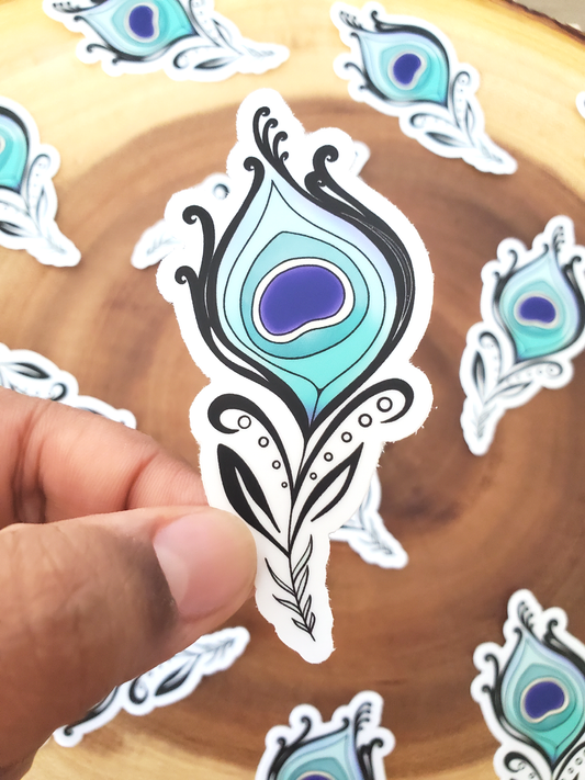 Peacock Feather Sticker (1.6 x 3 in)