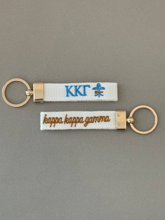 Kappa Kappa Gamma Embroidered Keychain, Sorority