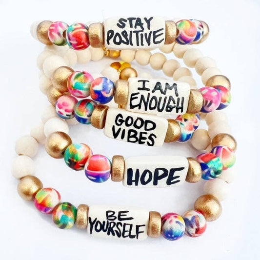 Affirmation Word Beaded Bracelets Inspirational - Abstract: Be Yourself