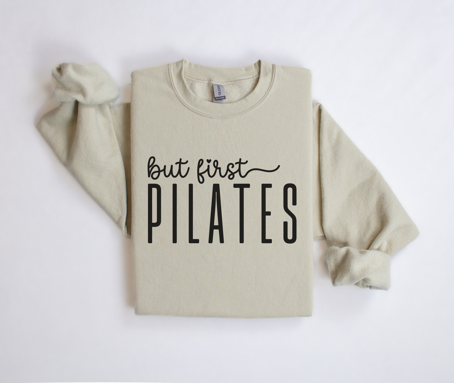 But First Pilates Crewneck Sweatshirt | Pilates Apparel: Light pink / L
