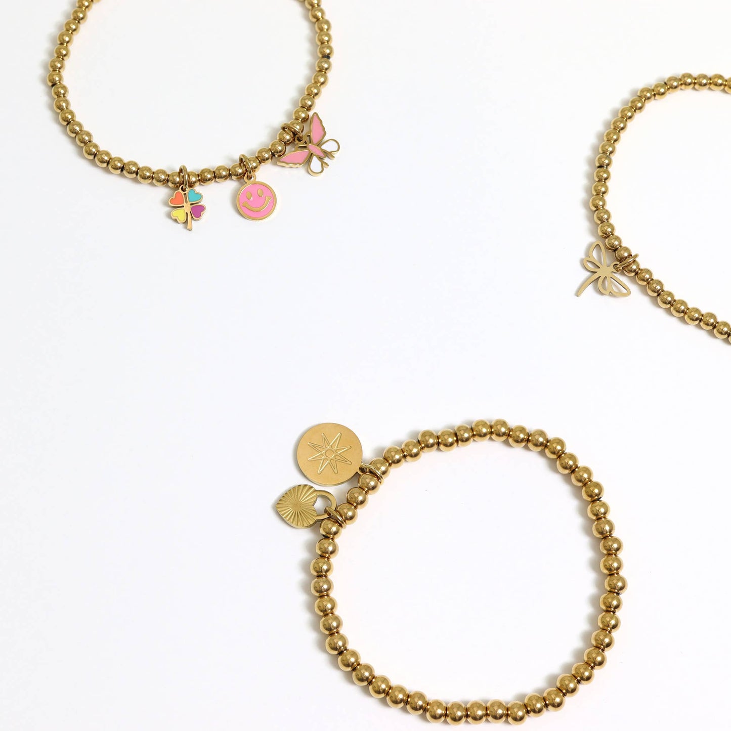 18K Gold PVD Stainless Steel Sunburst Heart Lock Charm: Gold