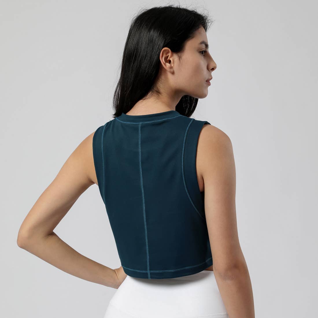 Women Fitness Yoga Loose Elastic Sport Tank Top: Gray / L