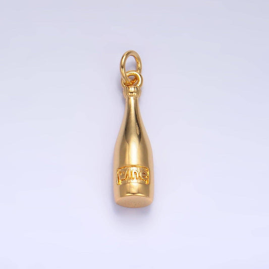 24K Gold Filled "Wine" Bottle Alcoholic Drink Mini Charm | X863