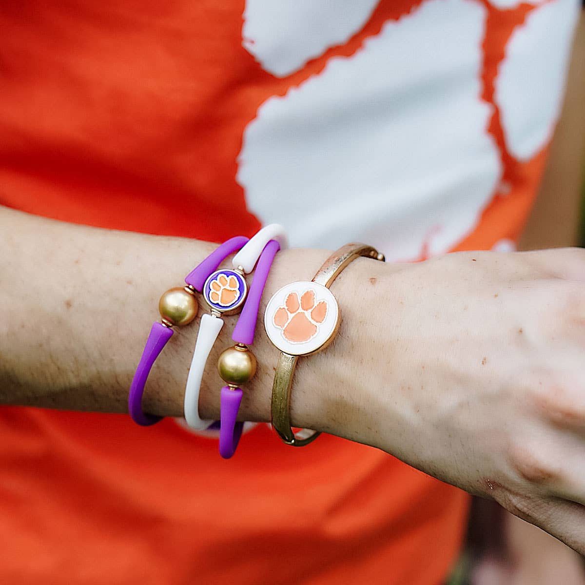 Clemson Tigers Enamel Silicone Bali Bracelet: Purple