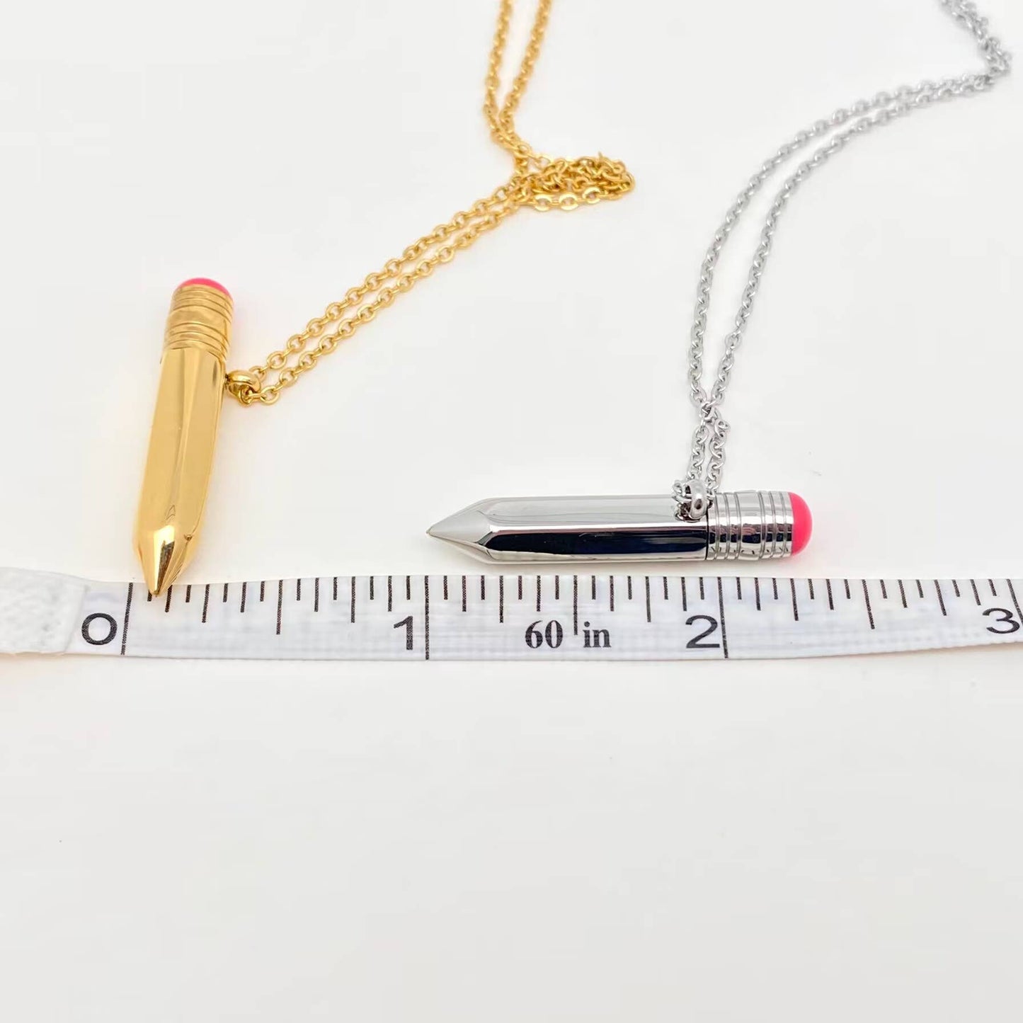Openable Pencil Stainless Steel Pendant Necklace - FGS: Golden