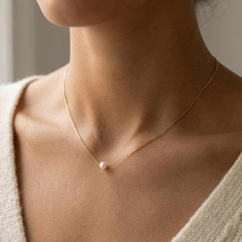 Pearl Charm Dainty Chain Necklace: G