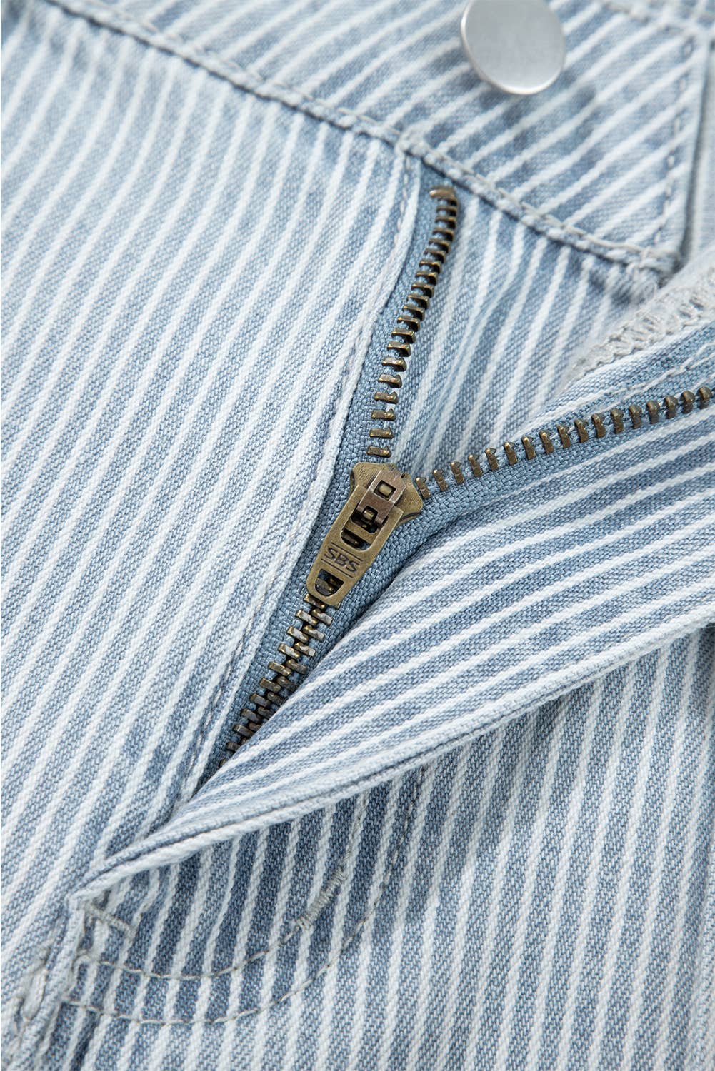 Casual Flap Pocket Cuffed Hem Wide Leg Jeans | 4-16: Sky Blue Stripe / 6