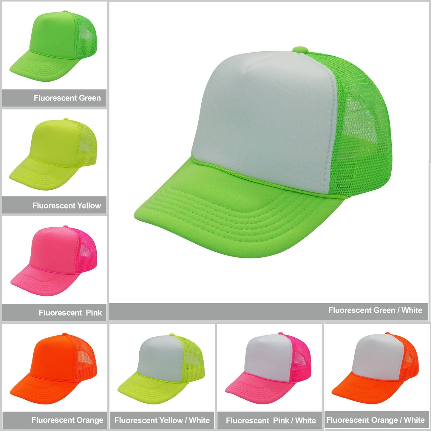 Nissun Neon Color Foam Mesh Trucker Hats Caps, Blank Two Tone Snapbacks: Neon Pink