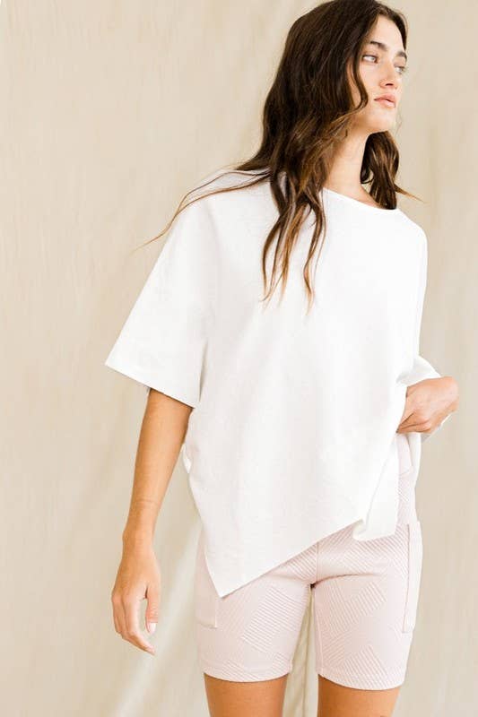 IT2115 Asymmetric & Crossover Hemline Poncho Top: Ivory / S-M-L (2-2-2)