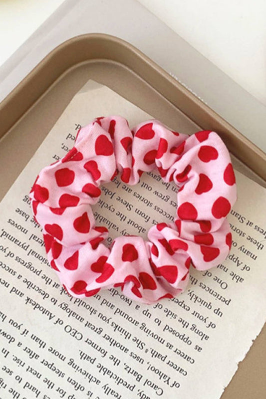 Valentine's Day Gifts Sweet Heart Printed Scrunchie Hair Tie: Fiery Red / ONE SIZE