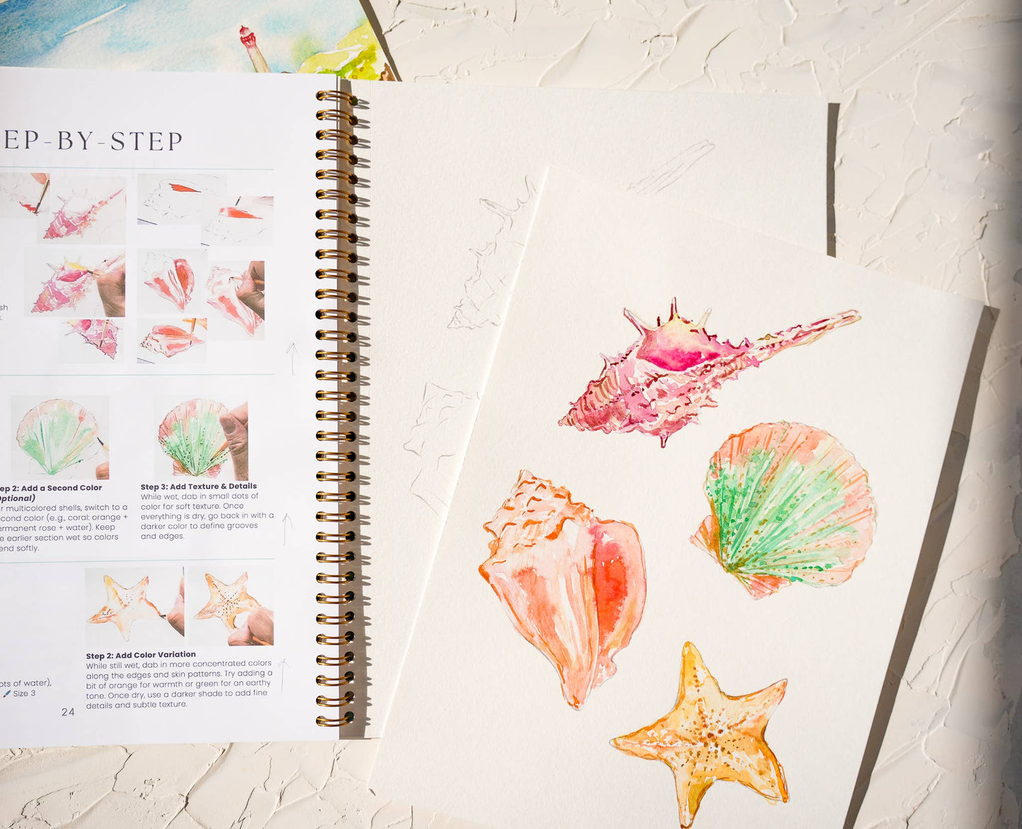 Watercolor Workbook: Seashores & Ocean Outlined Designs