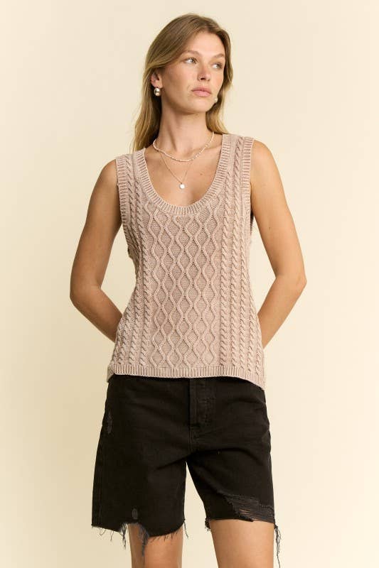 KNIT SWEATER TANK TOP: CHARCOAL / M