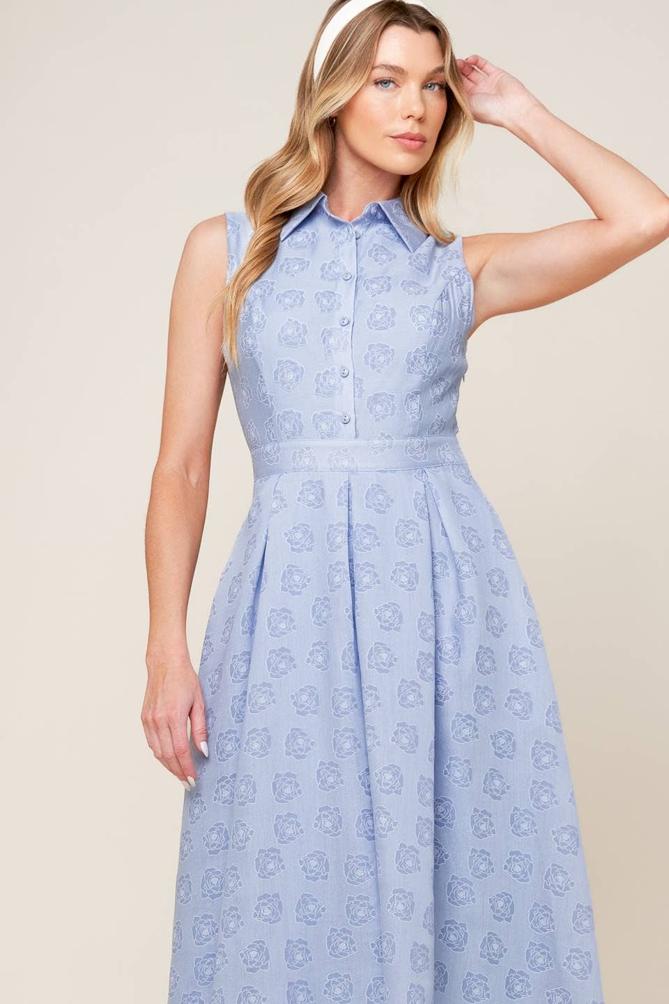 A woven midi dress - ID22241: SLATE BLUE / Contemporary / S