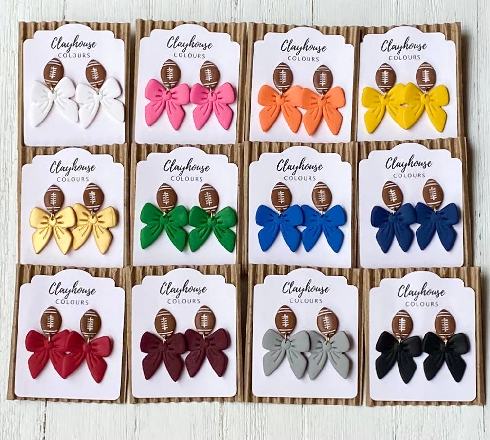 Football & Bow Earrings   : Blue