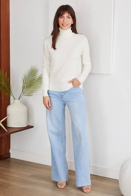 ROUGH EDGE CUT HIGH-WAIST WIDE DENIM PANT(F335-DENIM): XS