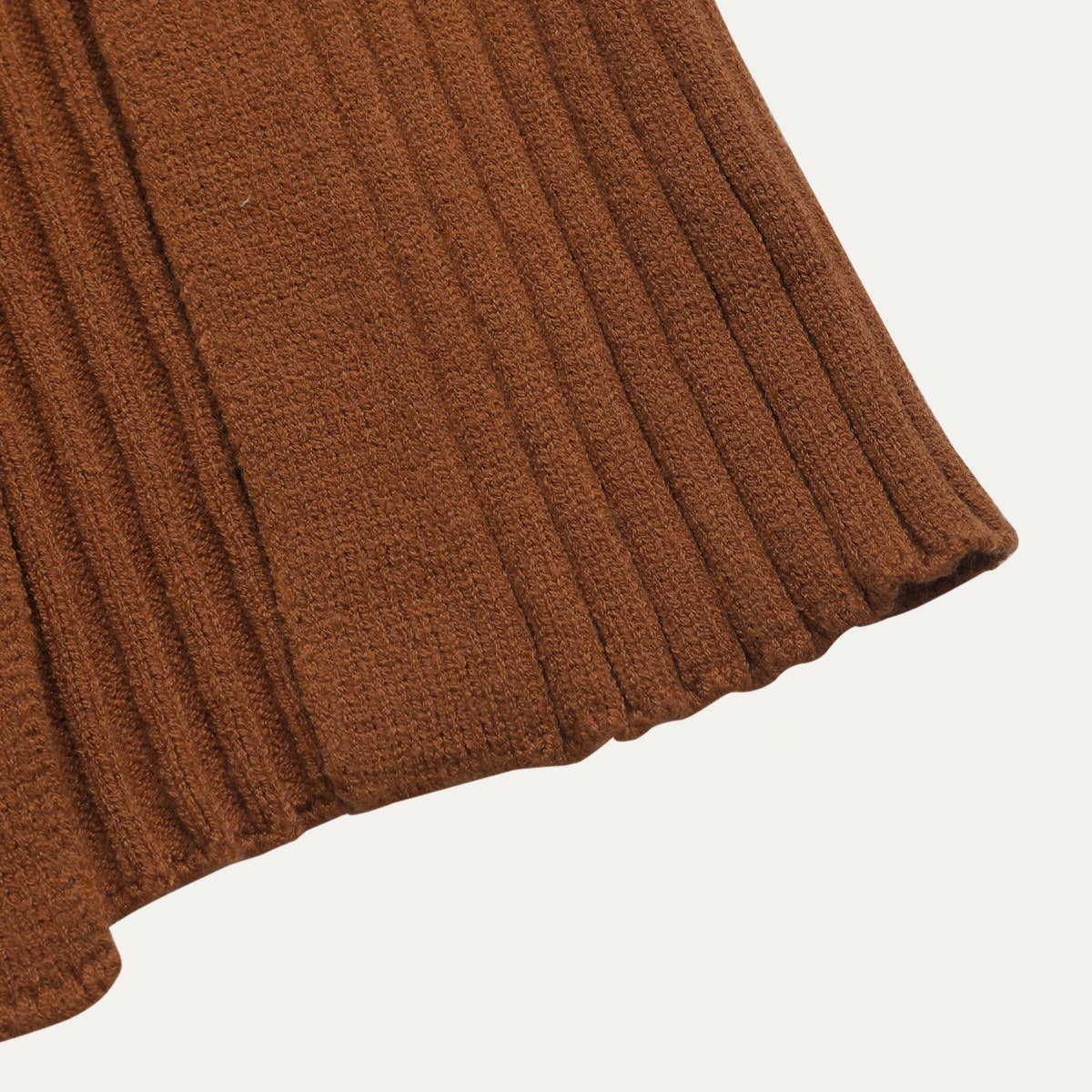 Fashionable Textured High-Waist Button-Front Midi Skirt: Caramel / S
