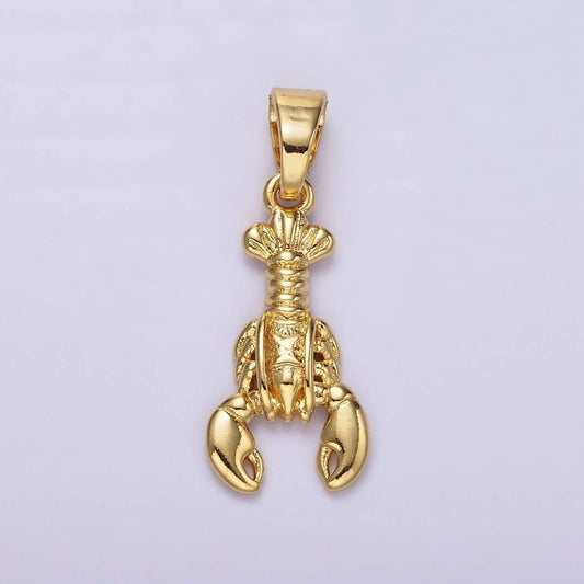 14K Gold Filled Lobster Crustacean Sea Animal Pendant | AH044