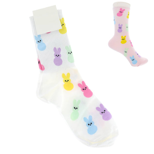 Easter Bunny Knit Rabbit Crew Socks: White
