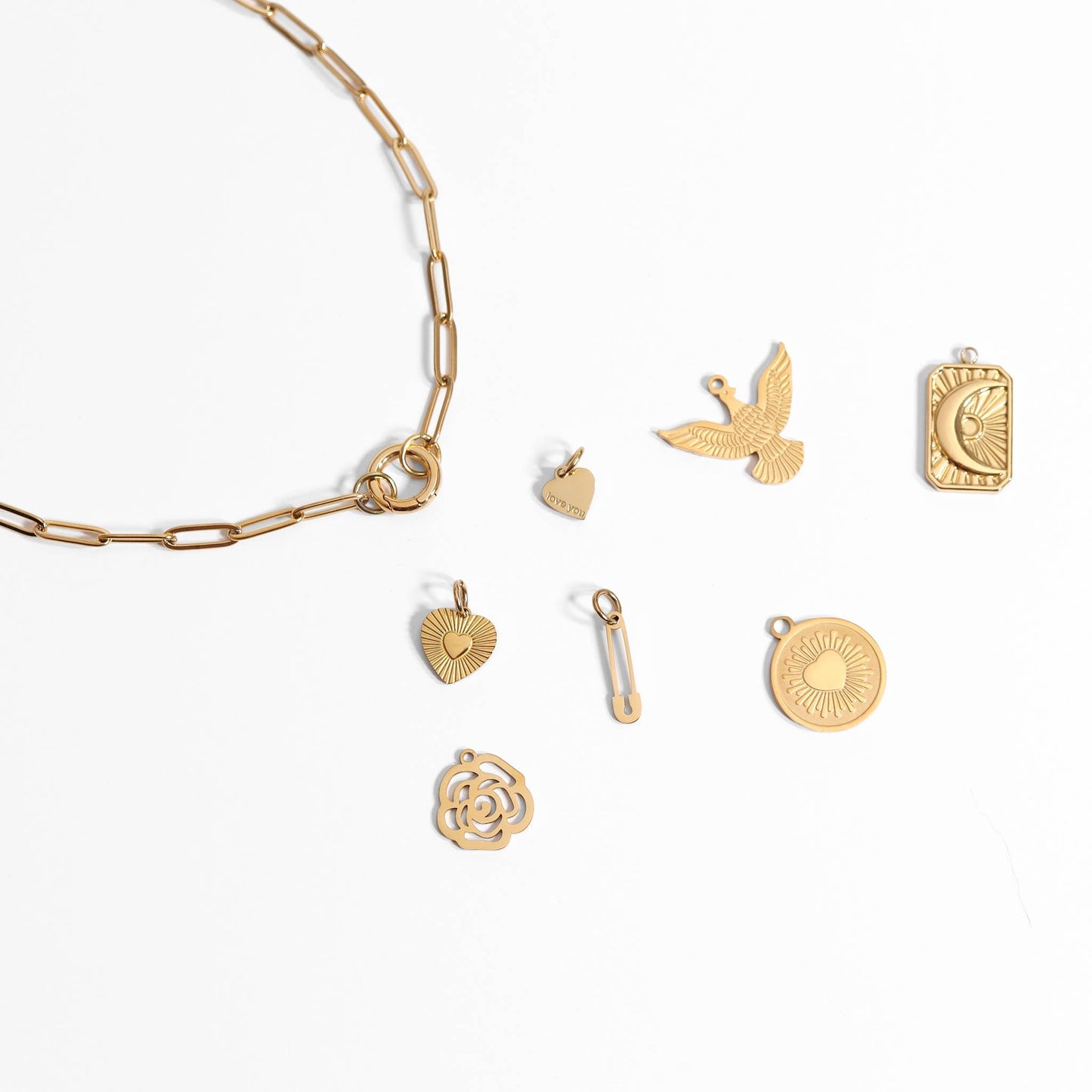 Stainless Steel Paperclip Carabiner Charm Holder Necklace: Stainless / 16"+2"