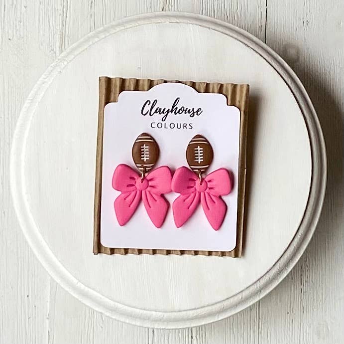 Football & Bow Earrings   : Orange