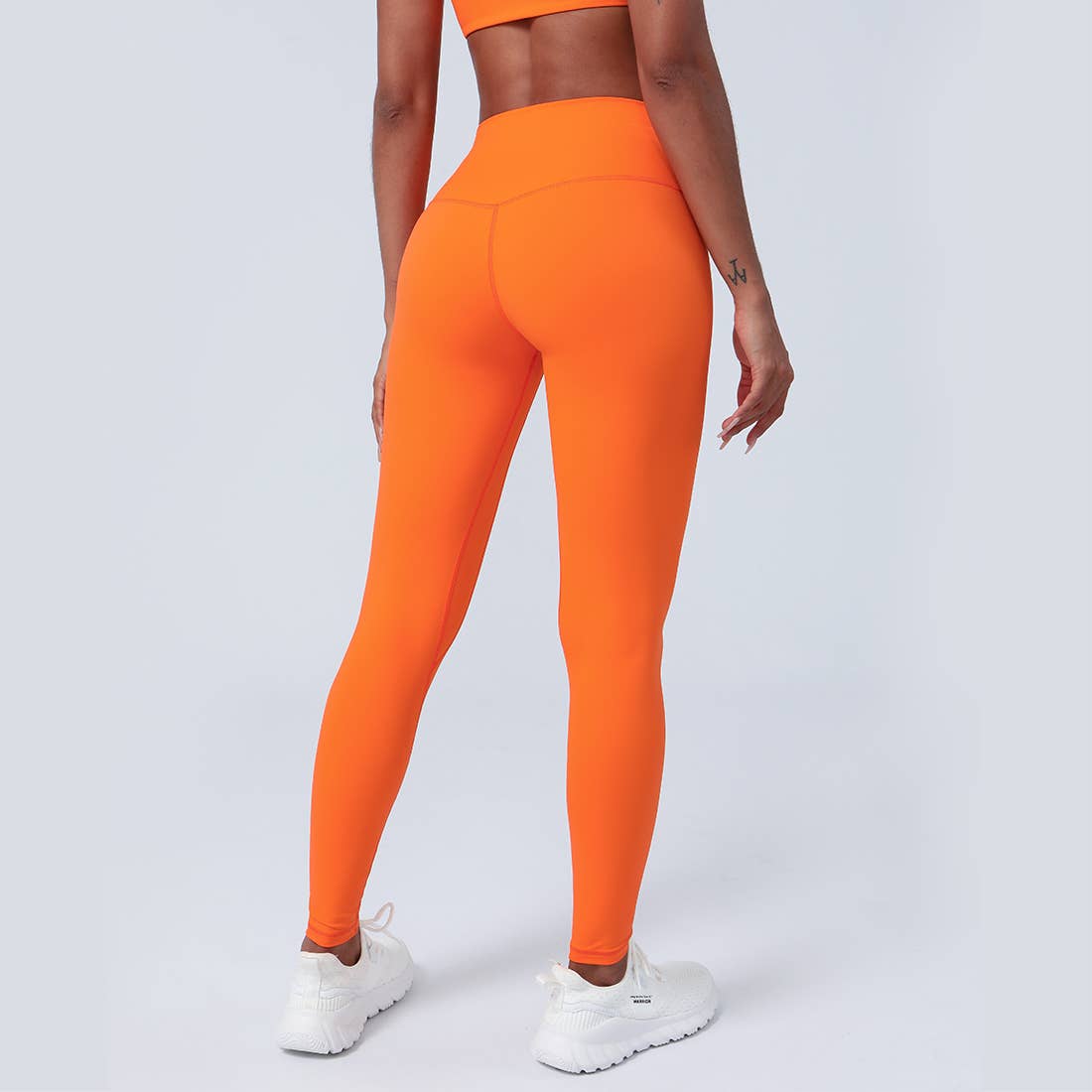 Women's High Waist Pilates Yoga Elastic Sports Leggings: Orange / L
