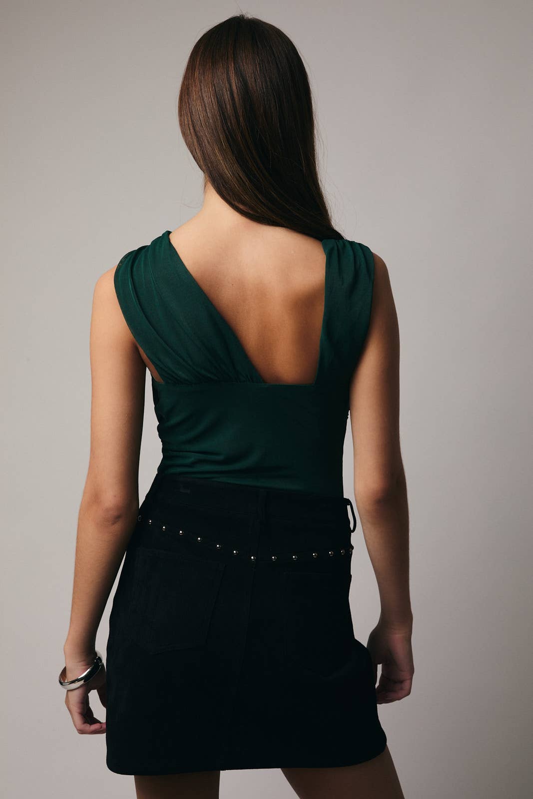 SLEEVELESS POWER MESH BODYSUIT: HUNTER GREEN