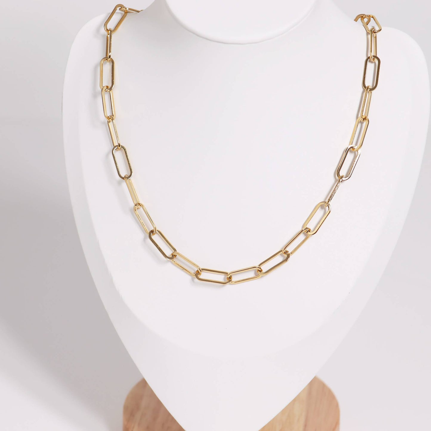 18K Gold Paperclip Chain Necklace: 18+02" / 4mm