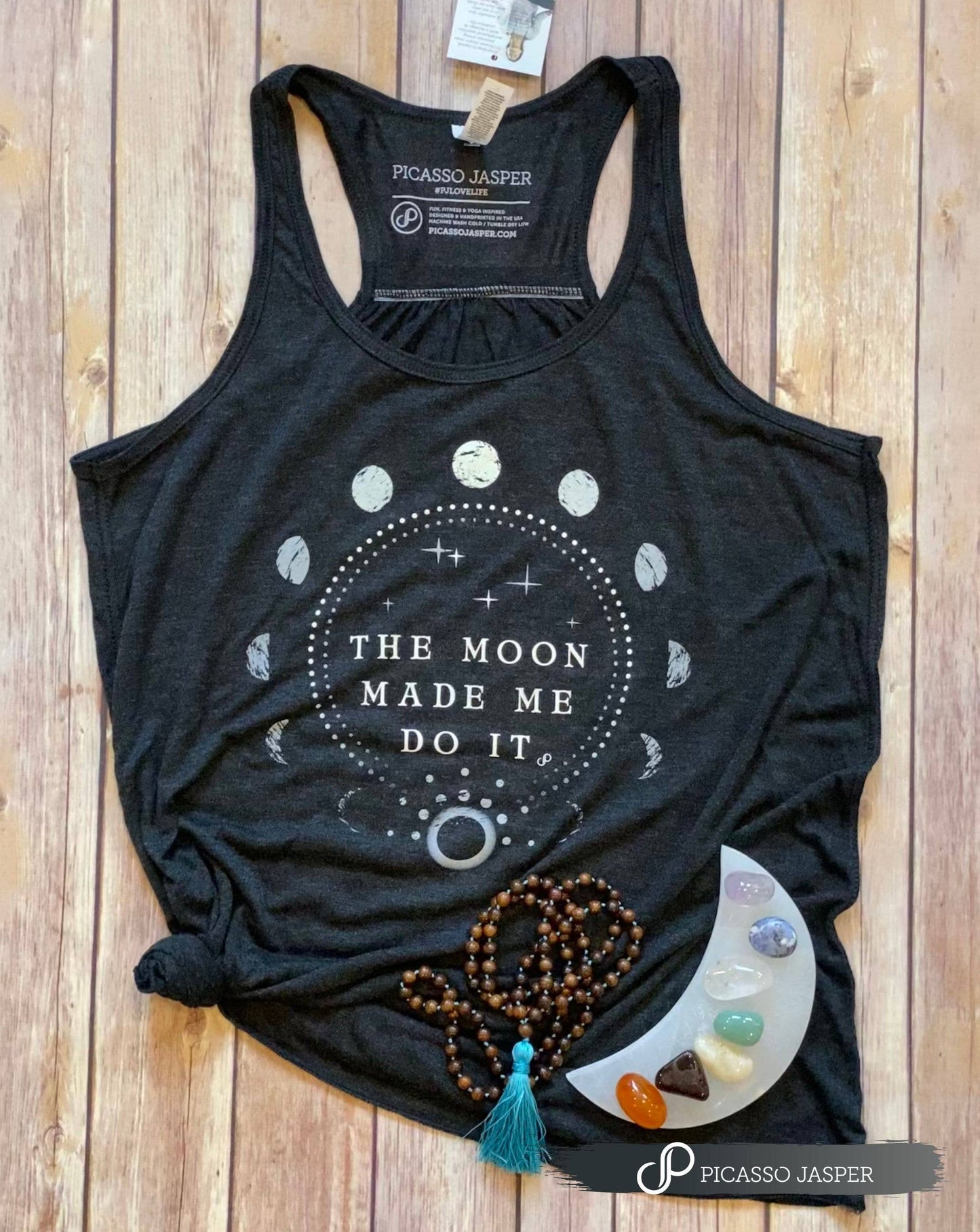 The Moon Made Me Do It, Vintage Gray, Flowy Tank: Small