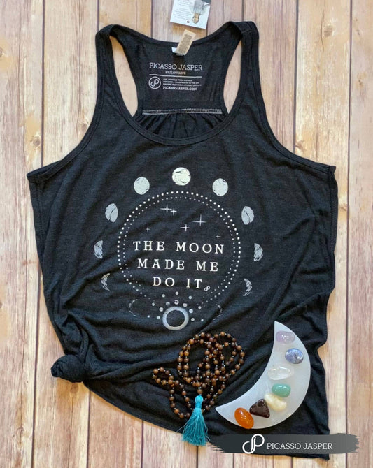 The Moon Made Me Do It, Vintage Gray, Flowy Tank: Small