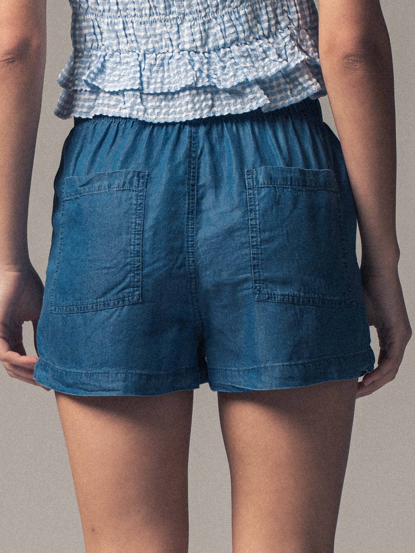 Tencel Patch Pocket Summer Shorts: Blue / S-2/M-2/L-2