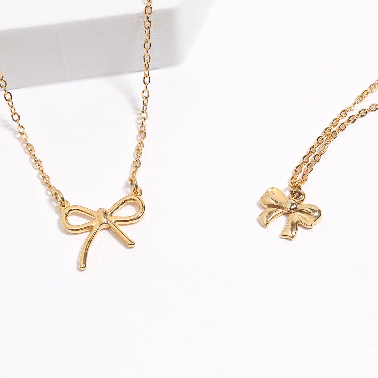 18K Gold PVD Stainless Steel Ribbon Bow Charm: Gold