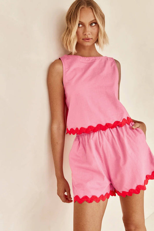 2-pc Shorts Set: Pink / S