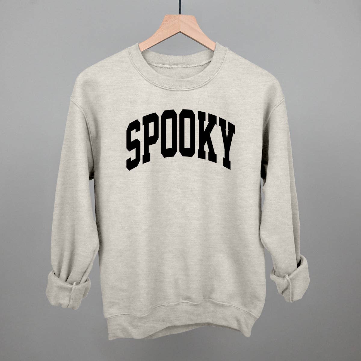 Spooky Arch (Black): Heather Grey / L / Oversized Varsity Crew