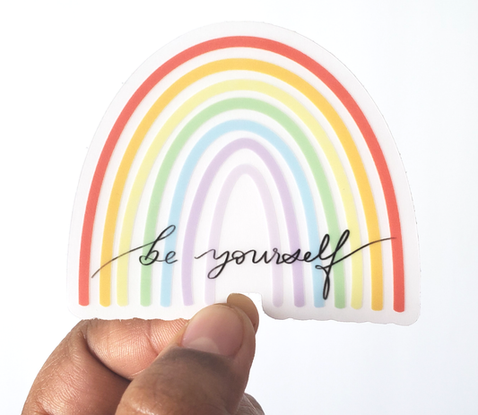 Clear Pastel Rainbow Sticker (3 x 2.5 in)